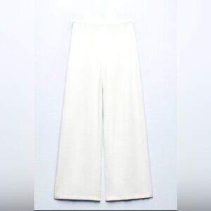 Zara textured wide leg pant pull on elastic waist size large NWT.